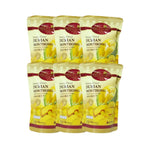Sriwanna Freeze Dried Durian Monthong 15g in a clear package, showing the golden, dried durian slices from the SRIWANNA brand.