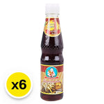 DEK SOM Boon Mushroom Sauce 300ml bottle, part of a 6-pack, featuring rich mushroom flavor for Asian cuisine cooking.