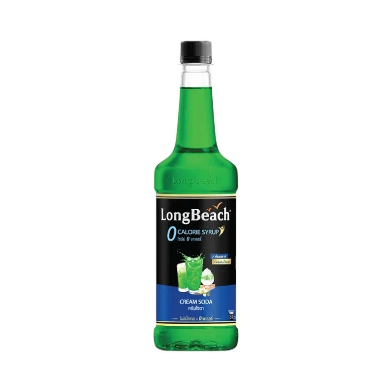 LongBeach Zero Calories Cream Soda Syrup bottle for making flavorful, calorie-free cream soda drinks in dry grocery.