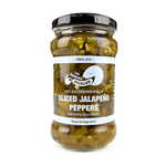 Sliced jalapeno peppers from The Serial Pickler in a clear container, ready for adding spice to dishes.