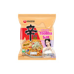 NONGSHIM Toomba Shin Ramyun Stir Fry dry grocery product with packaged noodles and seasoning sachets in a clear bag.