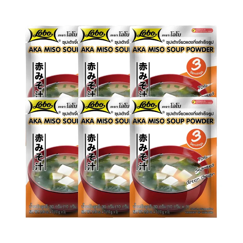 Lobo Instant Red Bean Paste Soup 30g, dry grocery product, showing the packaged red bean soup mix in a clear image.