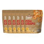 Chaolay Fish Crisps in 40g packs, stacked, showing crispy texture and packaging for seafood snack confectionery.