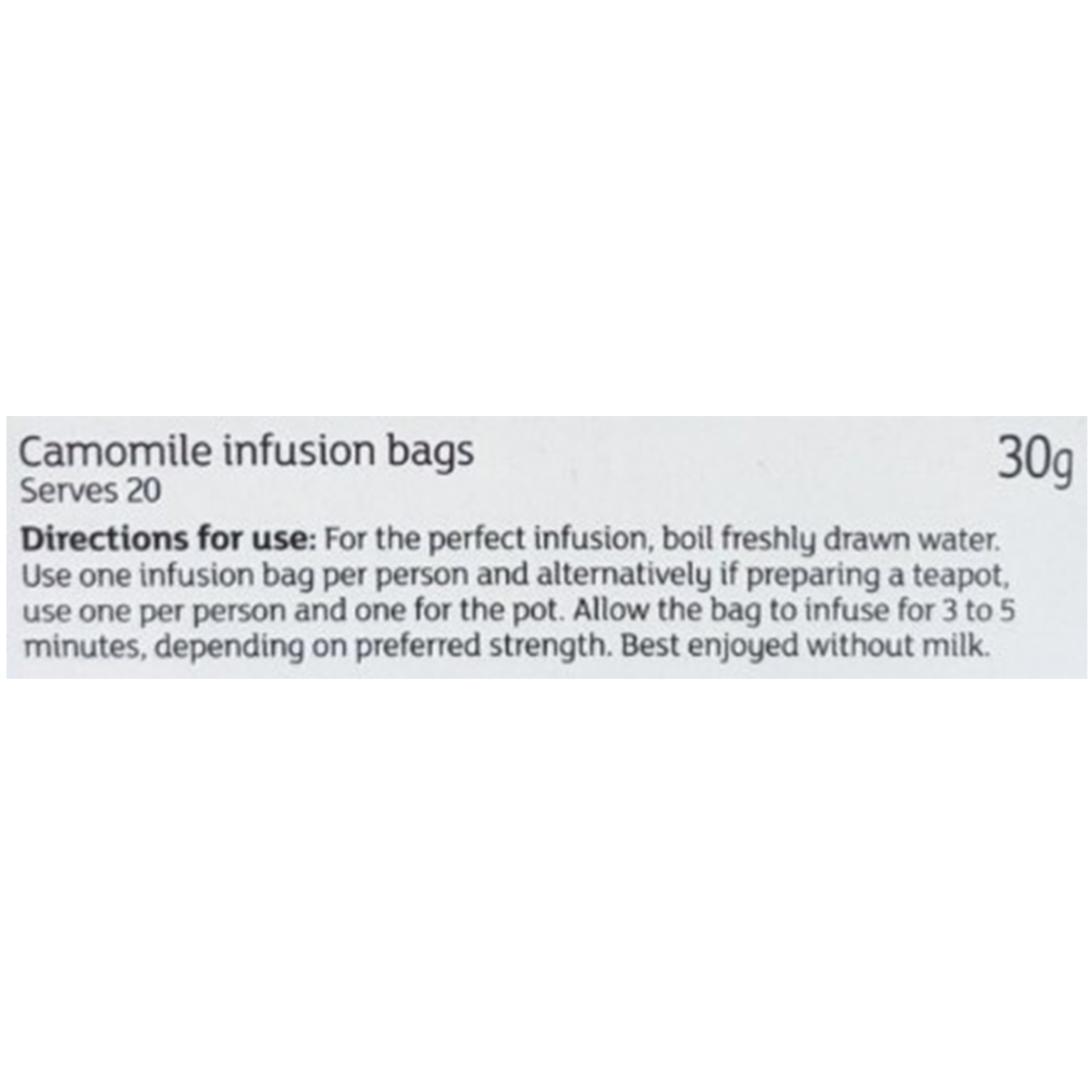 Sainsbury's Camomile Infusion Tea 20 bags, herbal drink with chamomile flowers in a tea bag, in a box.