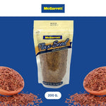 A 200g package of Mcgarrett flax seeds from the dry grocery section, showing fresh, whole flax seeds in a clear container.