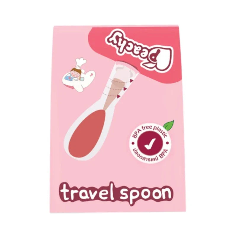 Peachy Travel Spoon from PEACHY, a compact spoon ideal for dry grocery snacks and confectionery, shown in close-up.