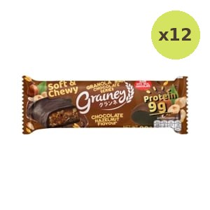 Grainey Plus Naked S Granola Bar Chocolate Hazelnut Flavour Cover Dark Chocolate 30 g – 12 Packs