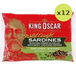 King Oscar Brisling Sardines Extra Virgin Olive Oil Spicy Craked Pepper 106g – 12 Packs