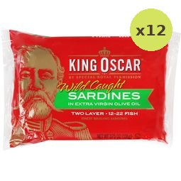 King Oscar Brisling Sardines Extra Virgin Olive Oil Two Layer 106g – 12 Packs