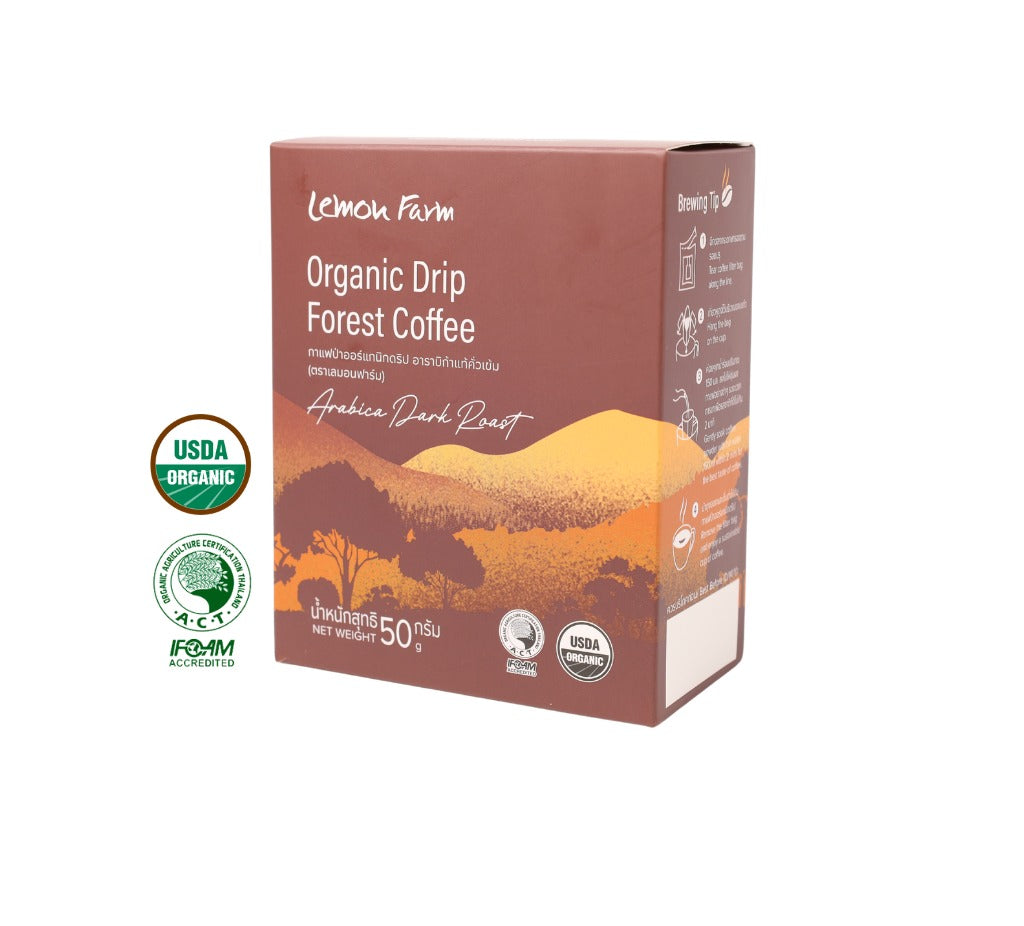 Lemon Farm Organic Wild Drip Coffee Arabica Dark Roast 10 g x 5 Sachets – 1 Pack