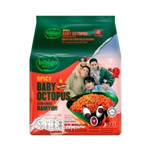Bibigo X Seventeen Spicy Baby Octopus Flavor Stir Fried Ramyun 122 g X 4 Units