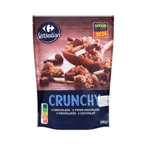 Carrefour Crunchy 3 Chocolats 3 Types Chocolade 500 g – 1 Pack