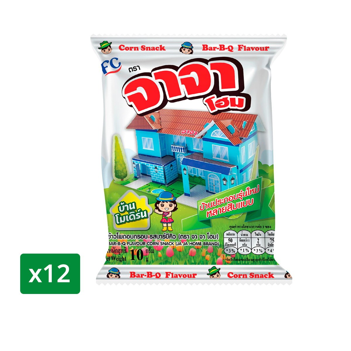 Jaja Corn Snack Bar B Q Flavor 10 g Pack 12