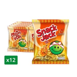 Snack Jack Green Pea Snack Salt And Chili Prawn Flavor Flavor 15 g Pack 12