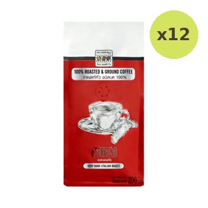 The Coffee Bean Roasted Ground Coffee Espresso 200 g – 12 Packs
