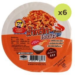 Tongtin Por Jao Namprik Shredded Shrimp Rice Topping 20g – 6 Packs