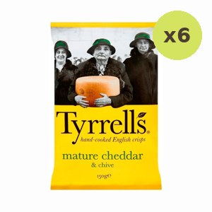 Tyrrells Mature Cheddar Chive Crisps 150 g – 6 Packs