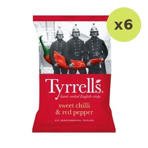Tyrrells Sweet Chilli Red Pepper Crisps 150 g – 6 Packs