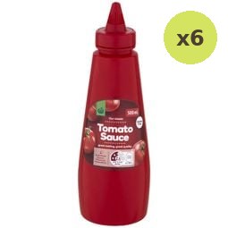 Woolworths Tomato Sauce Squeeze 500ml – 6 Packs